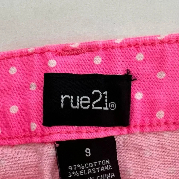 Rue 21  PINK Crop Legging Capri Pants Pink with Polka Dots Sz 9 Juniors Stretchy - Picture 5 of 6